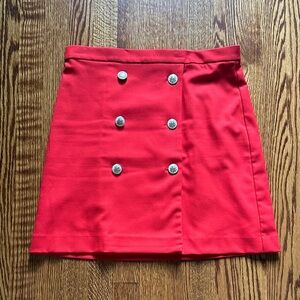 Ann Taylor Red Mini Skirt with Button Detail